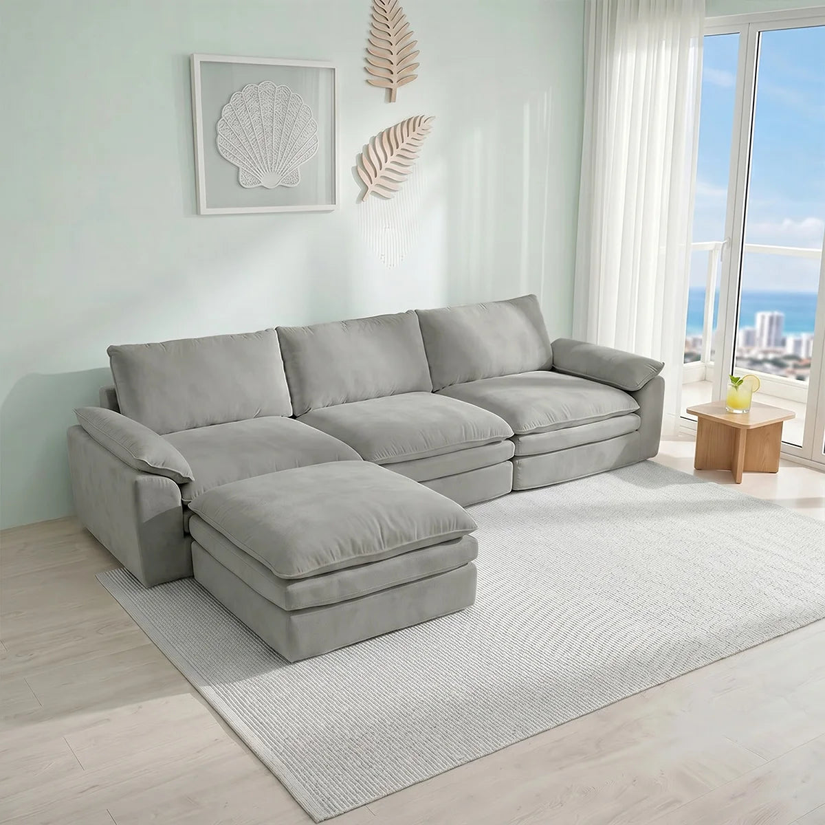 Deep Seat Modular Sofa With L Shaped Cloud Chaise Lounge