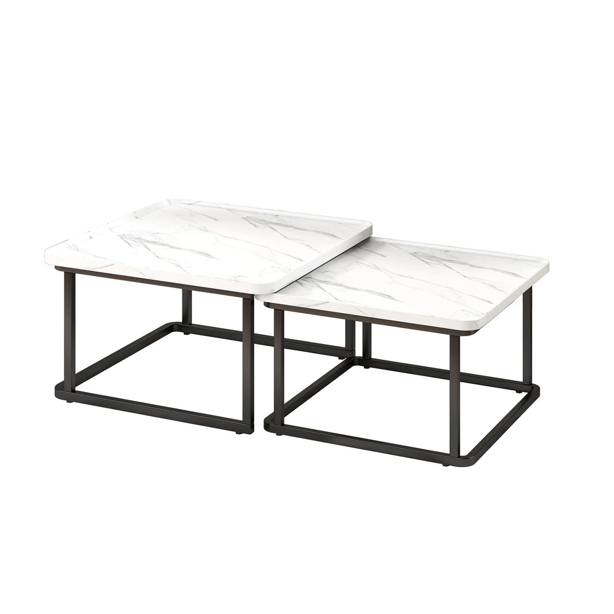 Himiss Fluted Square Nesting Coffee Side Table Set Of Two
