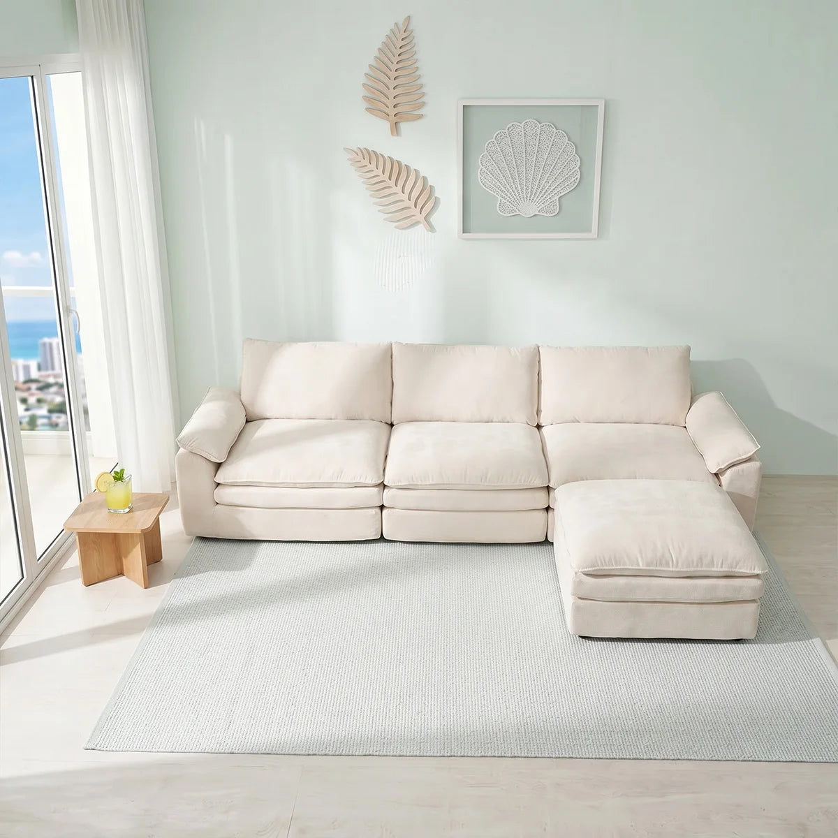 Deep Seat Modular Sofa With L Shaped Cloud Chaise Lounge