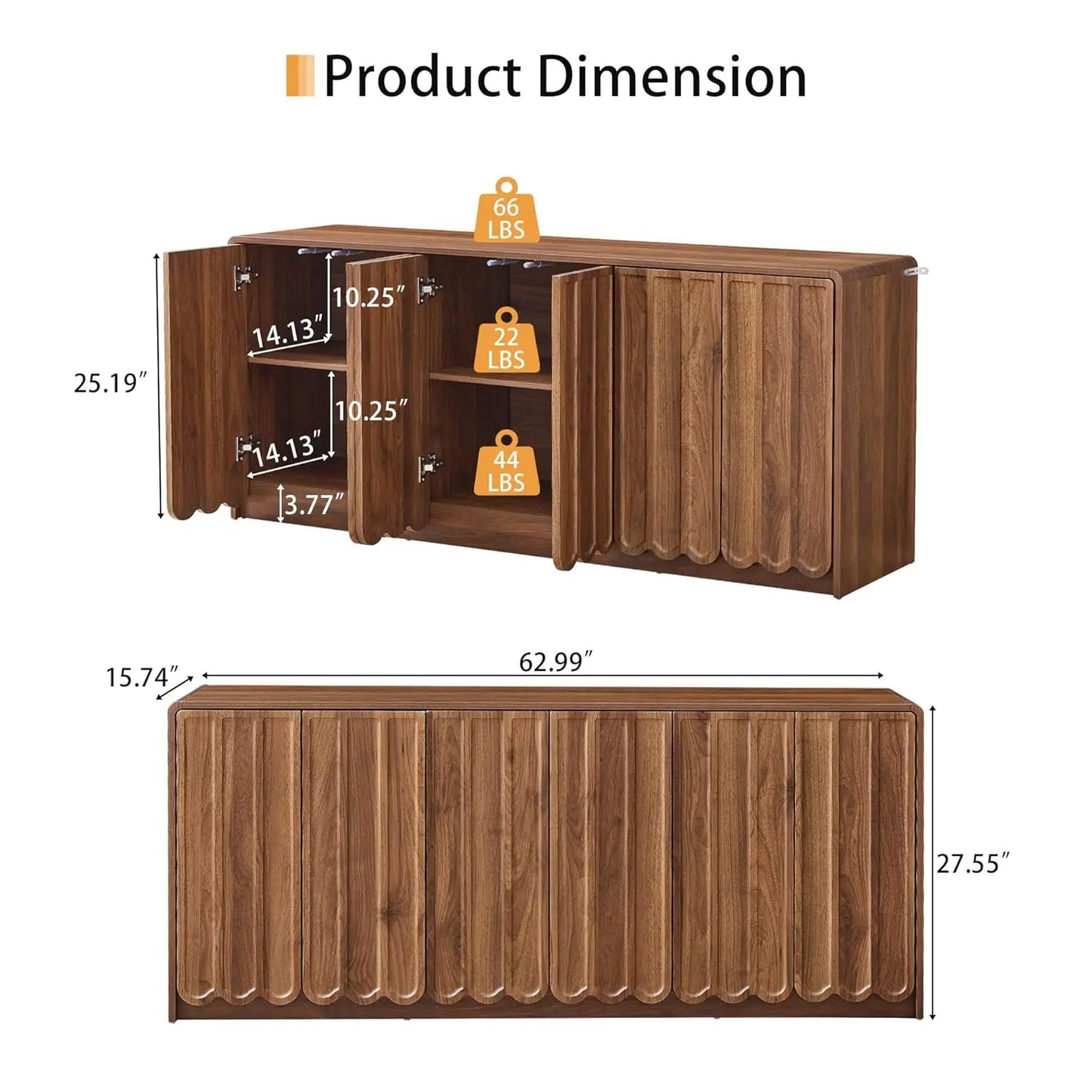 Sideboard Buffet Cabinet With Storage Modern Wooden Credenza Tv Stand