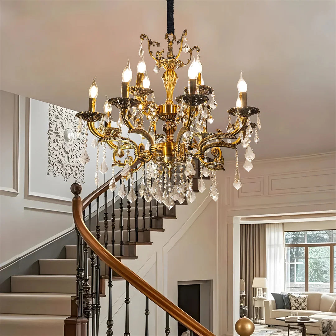 Vrygle Antique Bronze LED Candle Pendant Light Fixture Six Bulbs