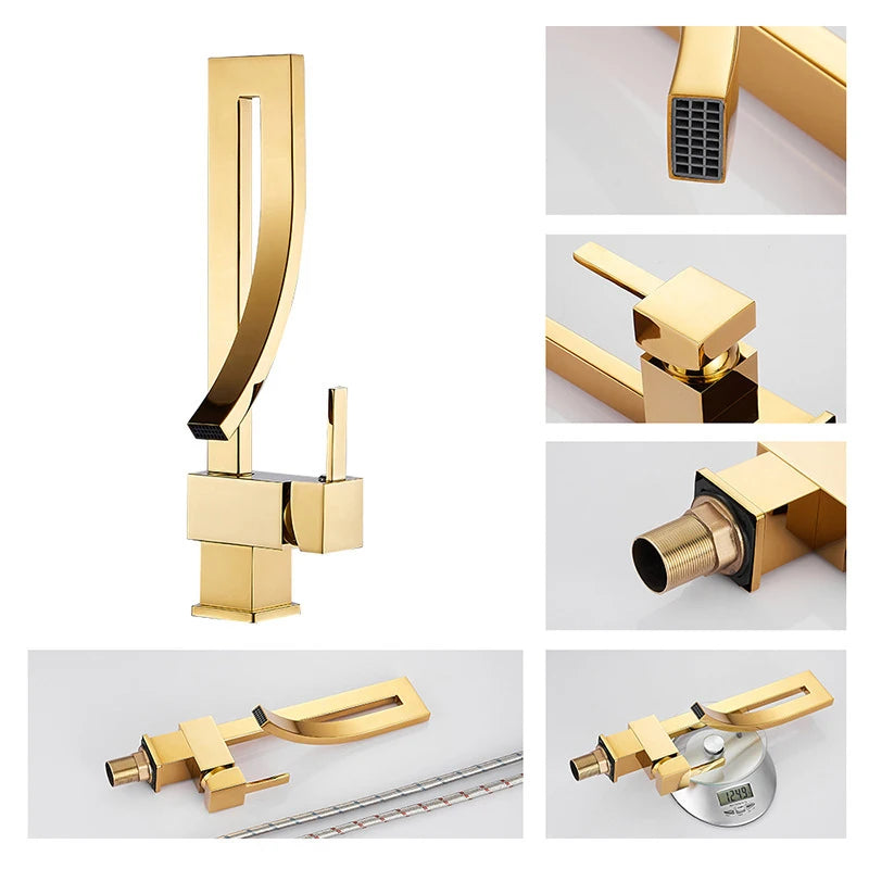 Wanmivezlo Bathroom Basin Faucet Deck Mounted Single Handle Waterfall Mixer