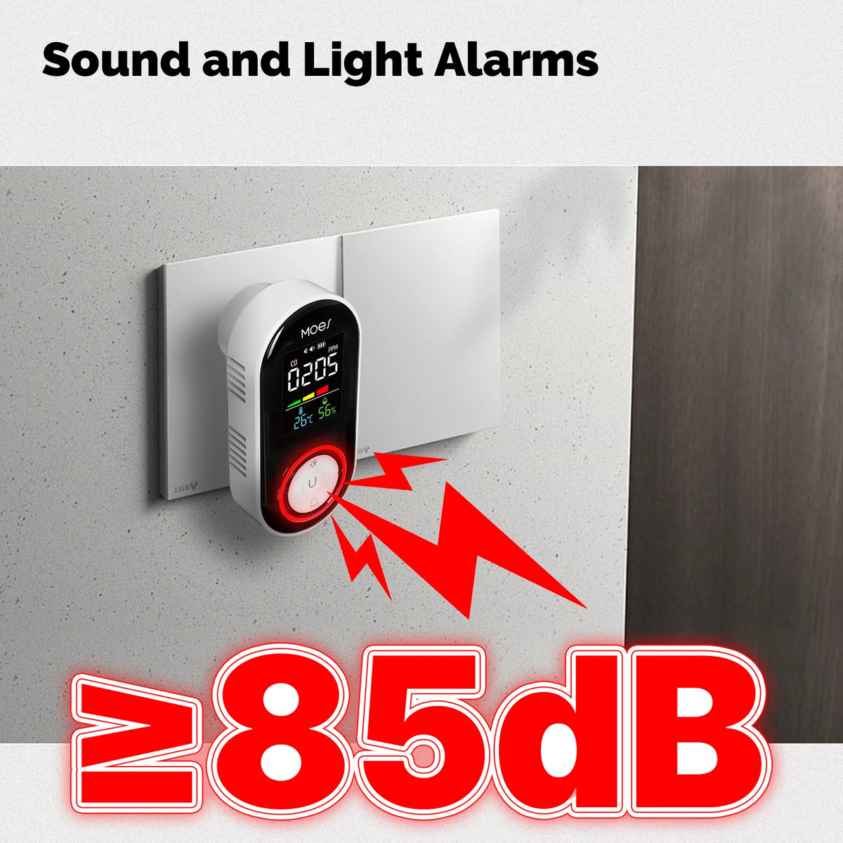 Moes Plug In Carbon Monoxide Detector With Temperature And Humidity