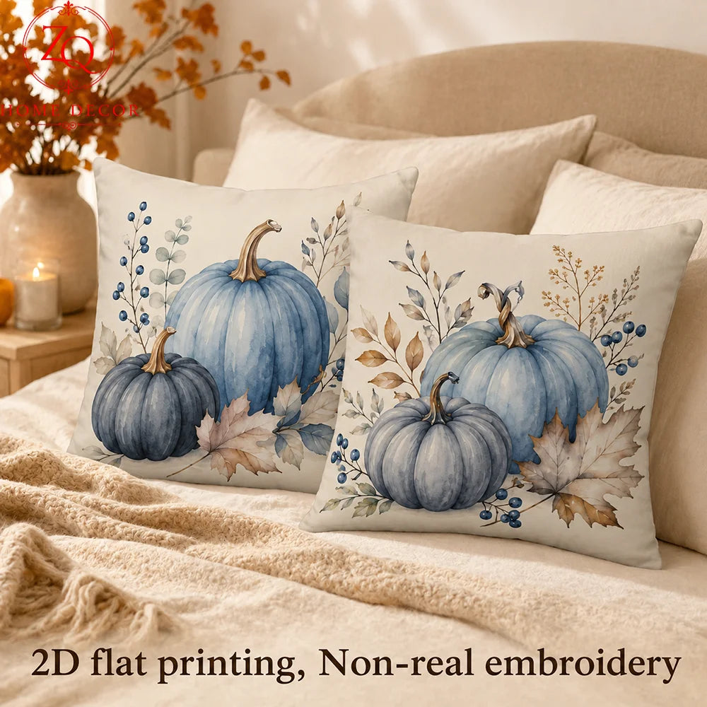 Thanksgiving Pumpkin Velvet Throw Pillow Covers For Farmhouse Decor