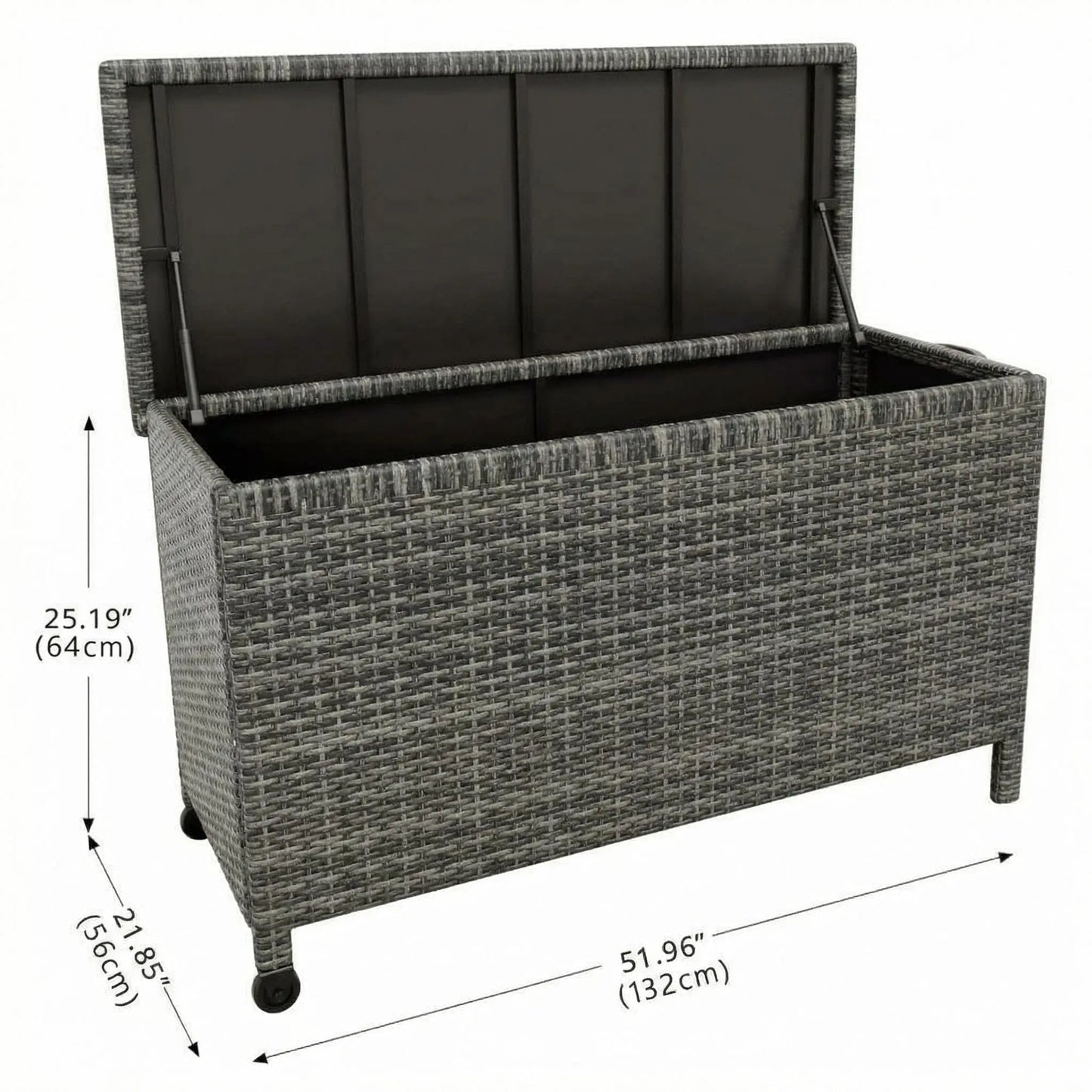 HiMISS Outdoor Deck Box Waterproof Wicker Storage Chest With Wheels