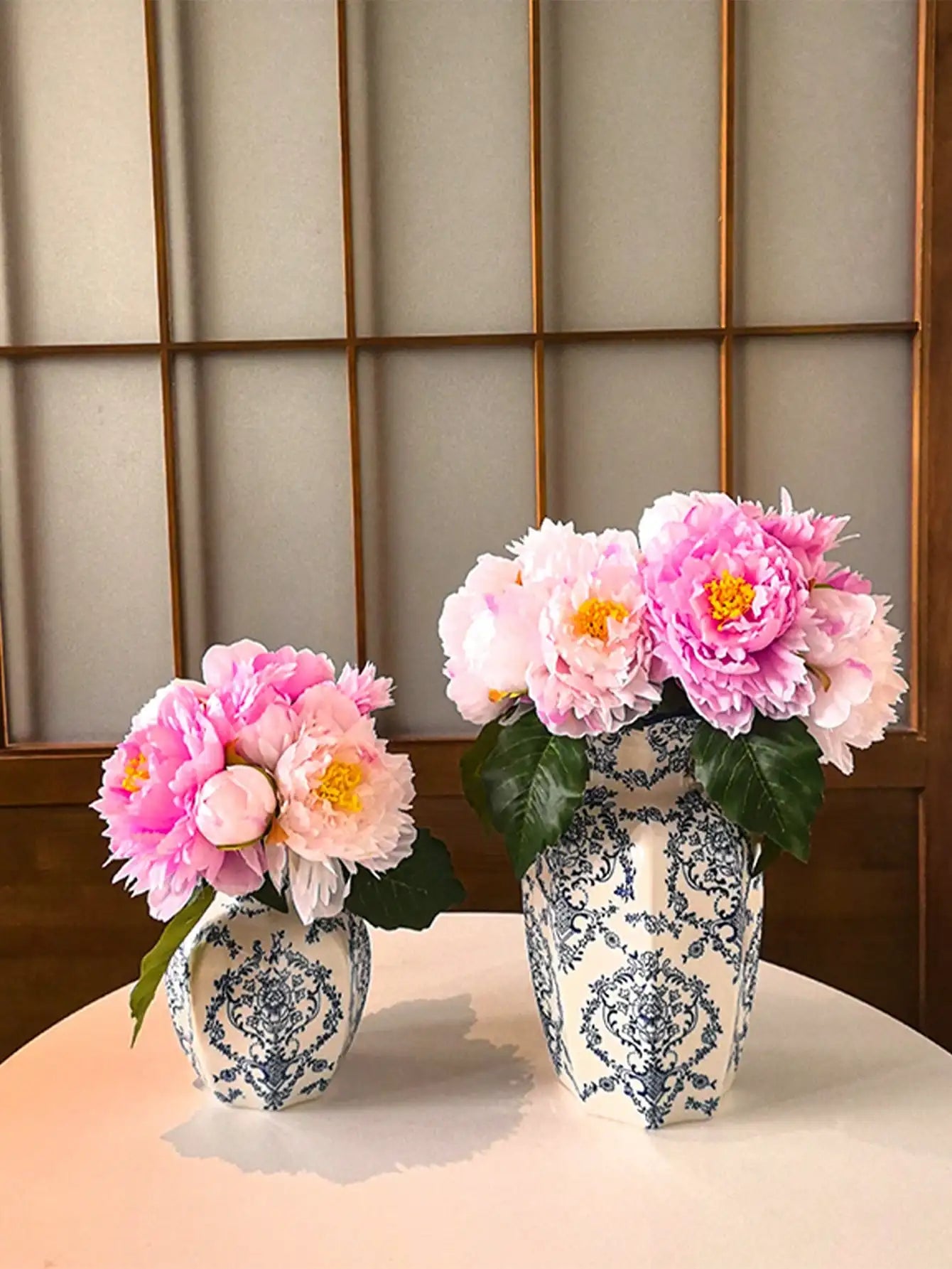 Porcelain Flower Vase, Chinese Retro Style Decor For Living Room