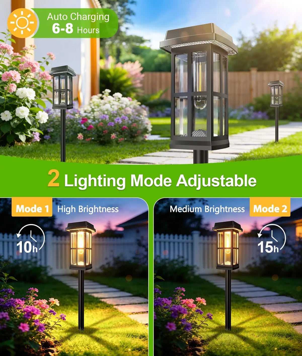 Solar LED Outdoor Pathway Lights Waterproof Landscape Garden Lamps