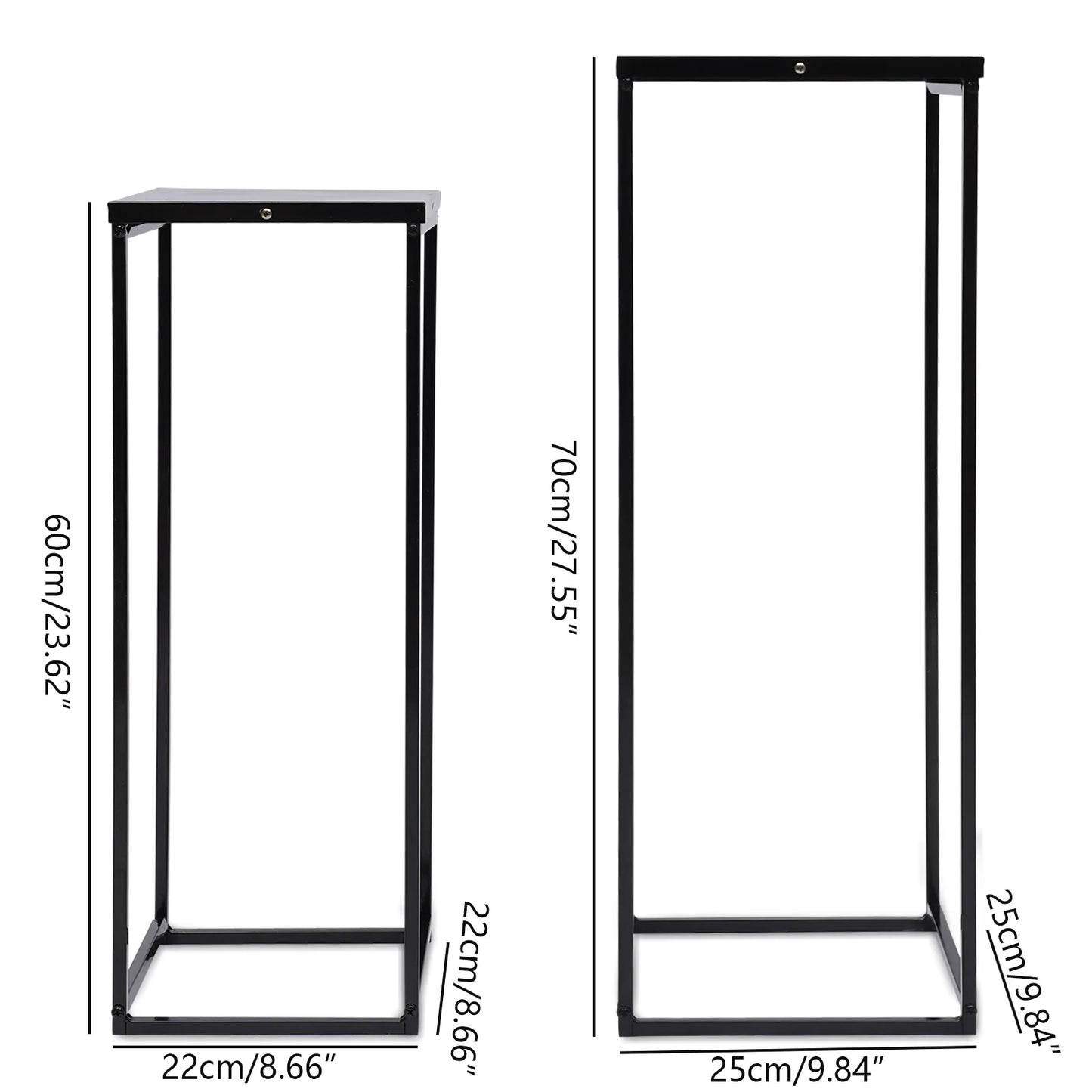 Metal Plant Stand Square Flower Holder Two-Pack Durable Garden Rack