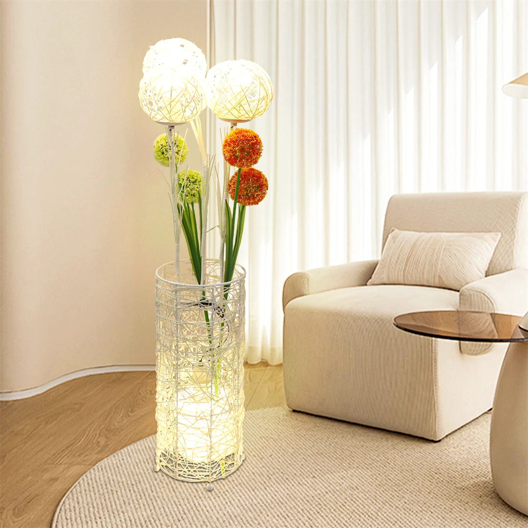 Luvodi Modern Rattan Floor Lamp For Living Room Decor
