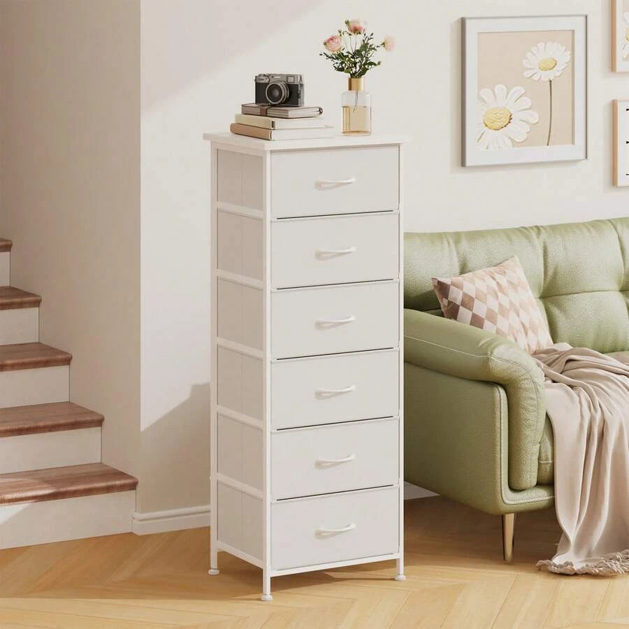 Metal Frame Five Drawer Storage Tower Dresser For Home