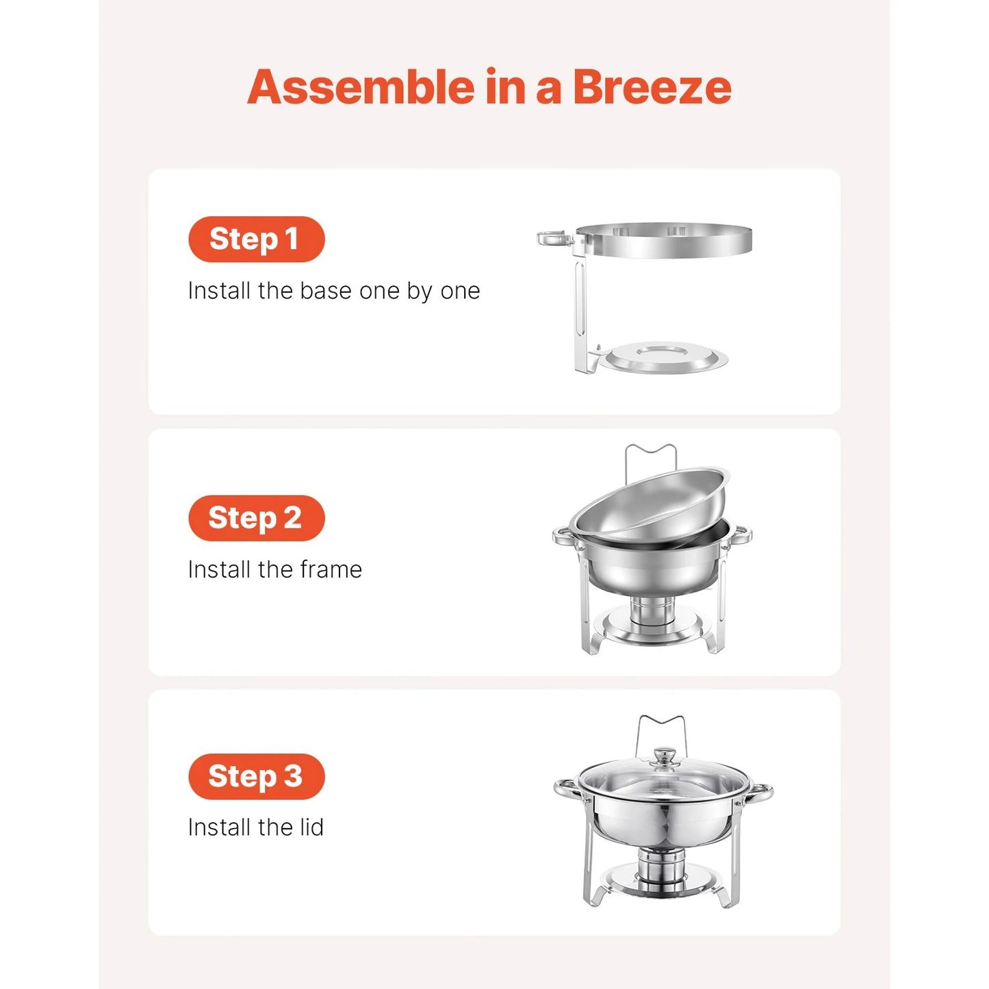SucceBuy 2 Pack Round Chafing Dish Buffet Stainless Steel Chafer