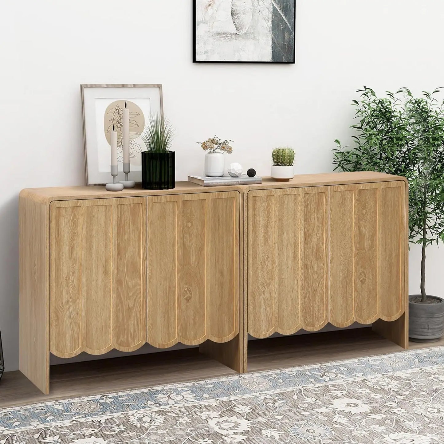 Sideboard Buffet Cabinet With Storage Modern Wooden Credenza Tv Stand