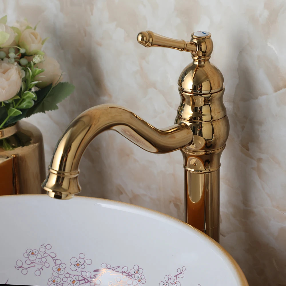 Yanksmart Ceramic Bowl Bathroom Basin Set With Antique Faucet