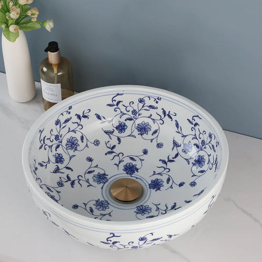 Mekkhala Ceramic Round Vessel Wash Basin With Faucet Combo