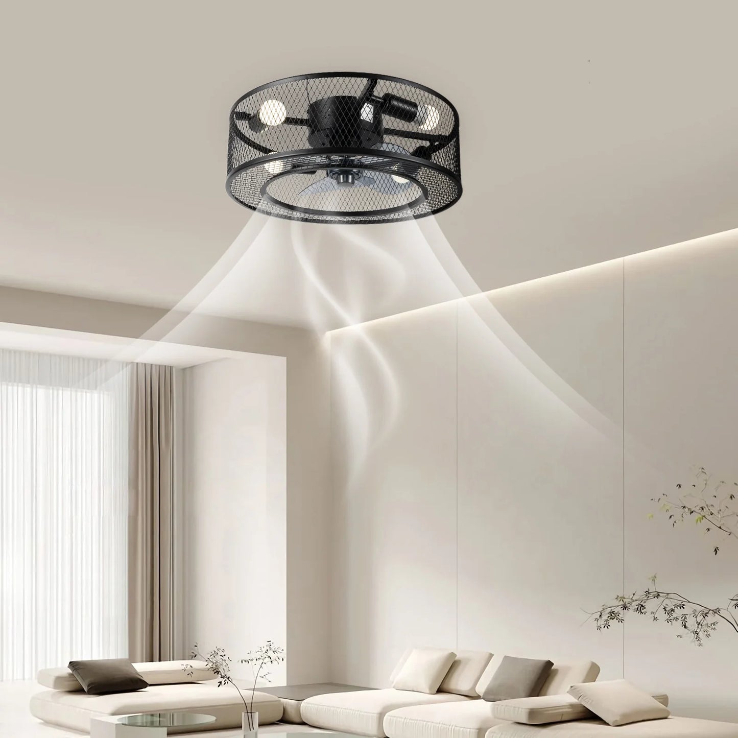 Low Profile Ceiling Fan With LED Light Kit And Remote