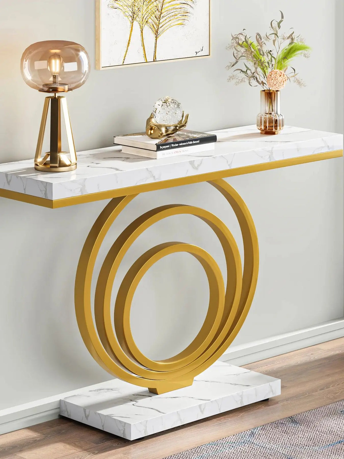 Tribesigns Modern Entryway Console Table With Decorative Ring Base
