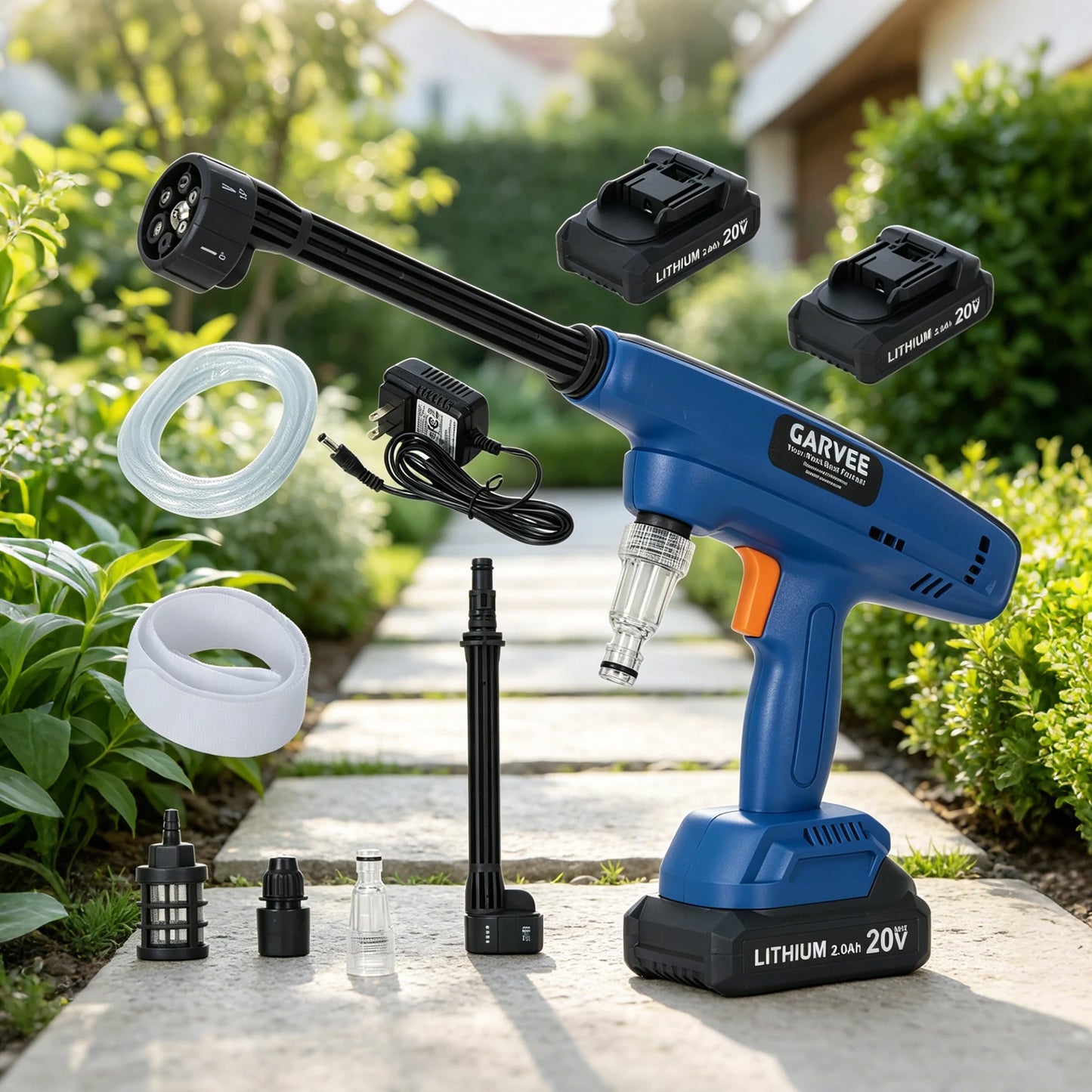 HiMISS Cordless Portable Pressure Washer 2 Batteries 6-In-1 Nozzle