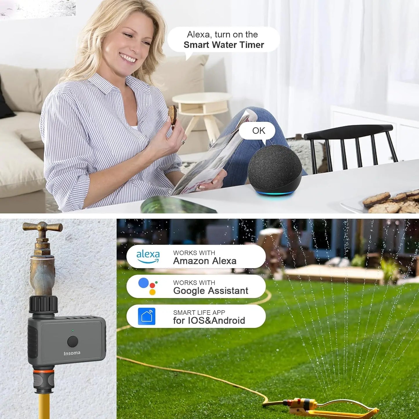 Insoma WiFi Automatic Sprinkler Timer For Garden Irrigation With Alexa