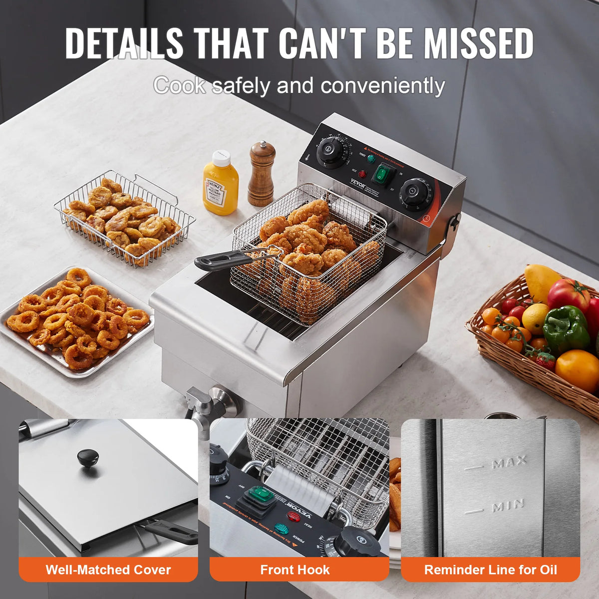 SucceBuy Commercial Electric Deep Fryer With Stainless Steel Basket
