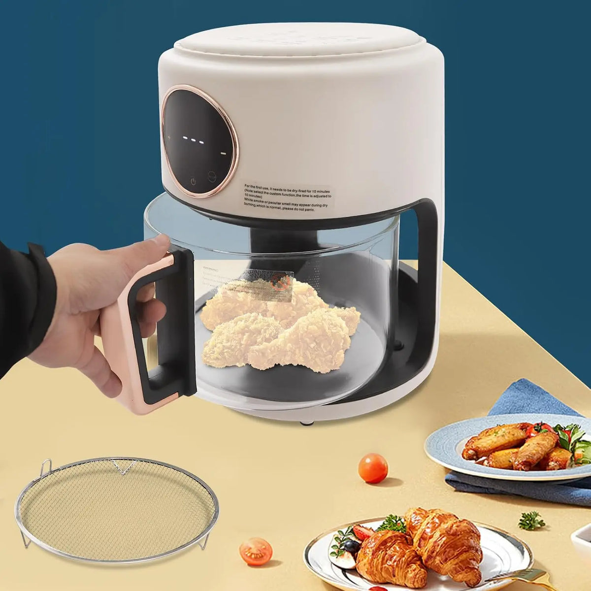 Compact Glass Air Fryer With Eight Smart Cooking Presets