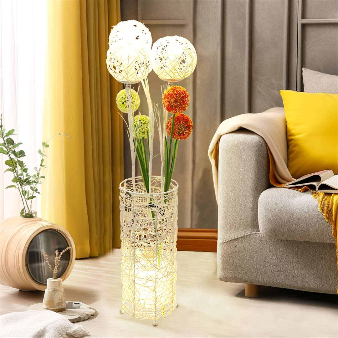 Luvodi Modern Rattan Floor Lamp For Living Room Decor