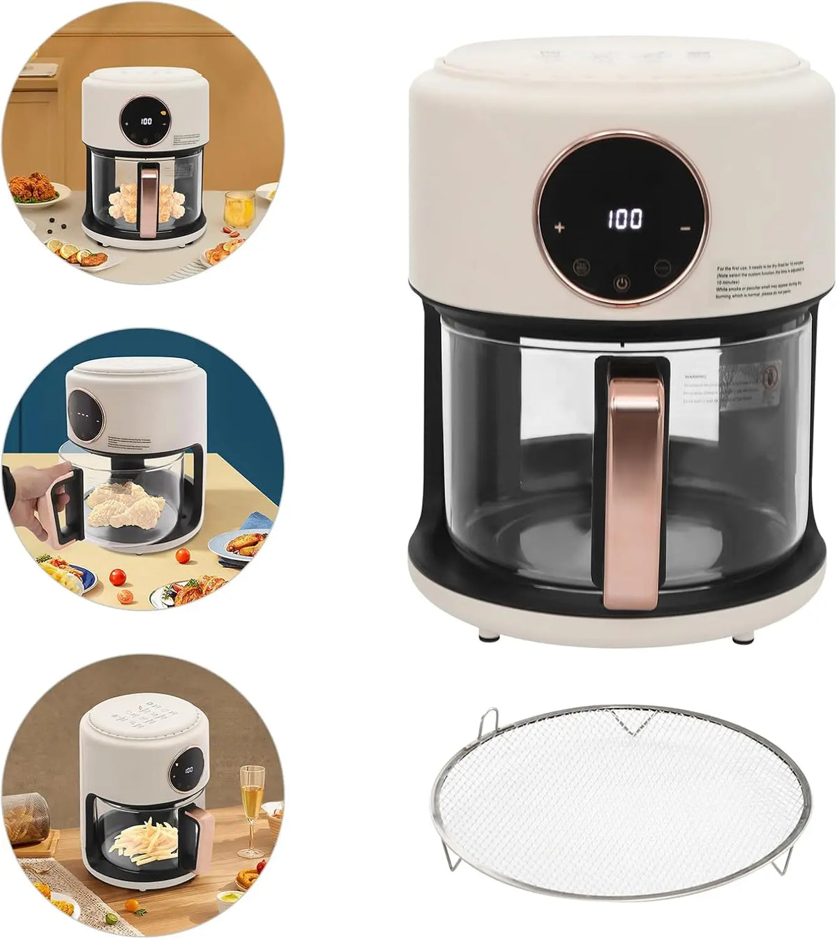 Compact Glass Air Fryer With Eight Smart Cooking Presets