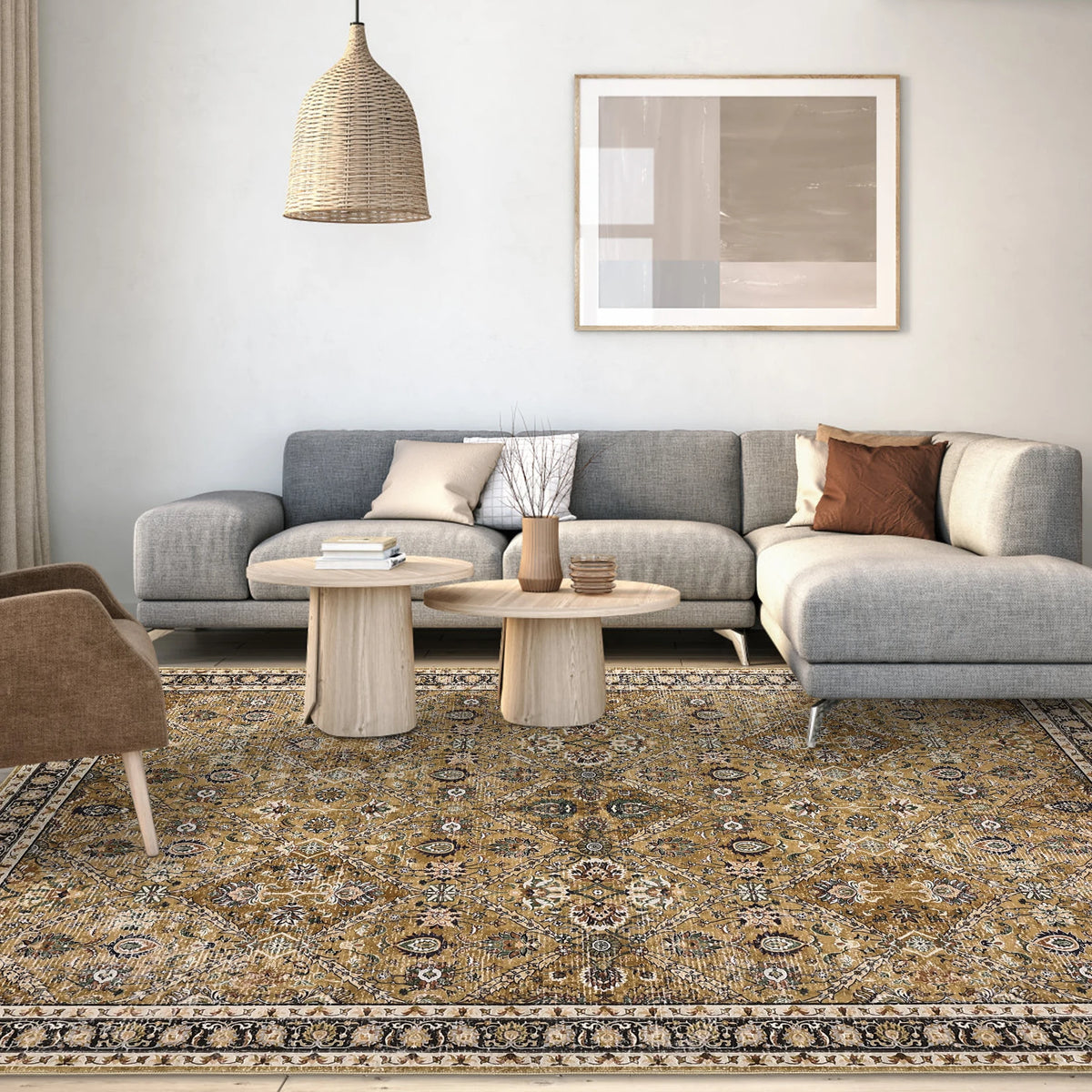 Machine Washable Moroccan Geometric Area Rug For Living Spaces