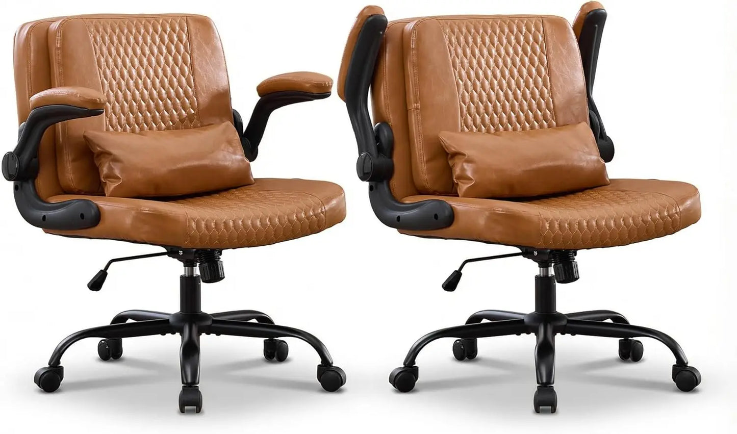 TCGBKAF Ergonomic Office Chair With Flip Backrest And PU Leather Arms