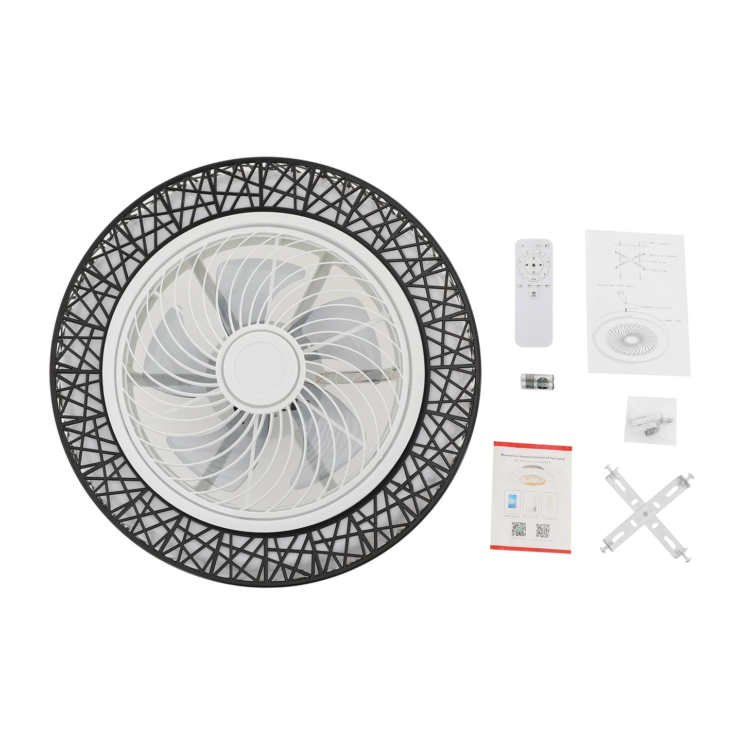 Ceiling Fan Light With Remote Control Quiet 35dB For Bedroom