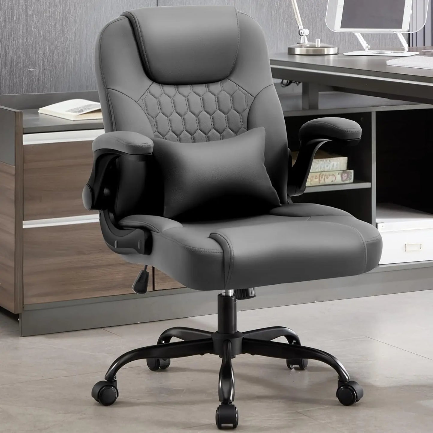 Executive PU Leather Office Chair With Wheels 360 Swivel Ergonomic