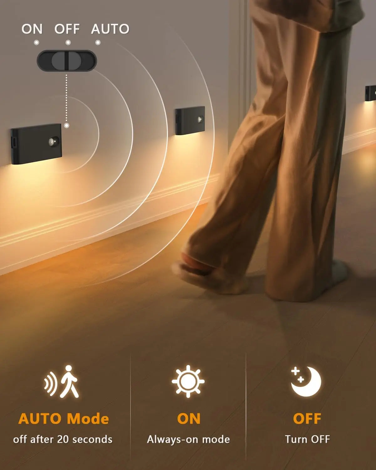 Willed Motion Sensor Led Stair Lights Wireless Battery Night Lights