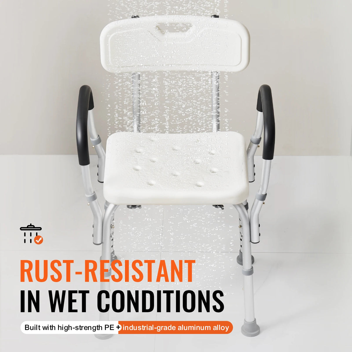 SucceBuy Adjustable Height Shower Chair With Non Slip Bathtub Bench