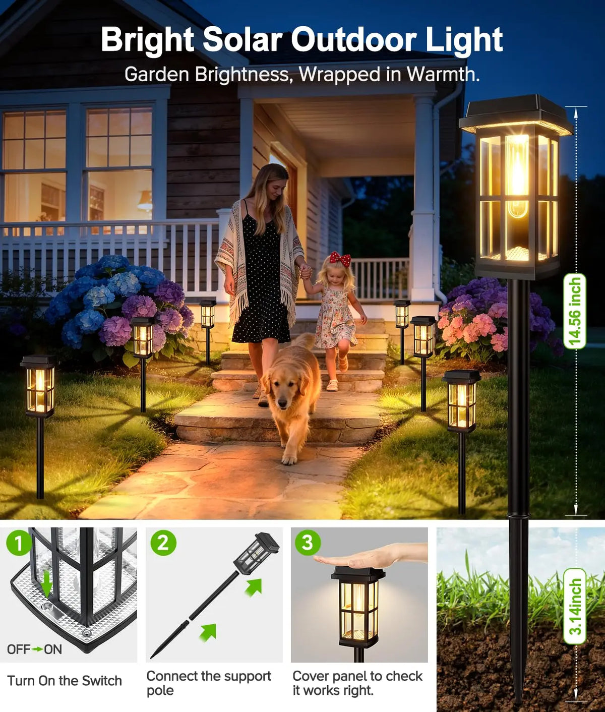 Solar LED Outdoor Pathway Lights Waterproof Landscape Garden Lamps
