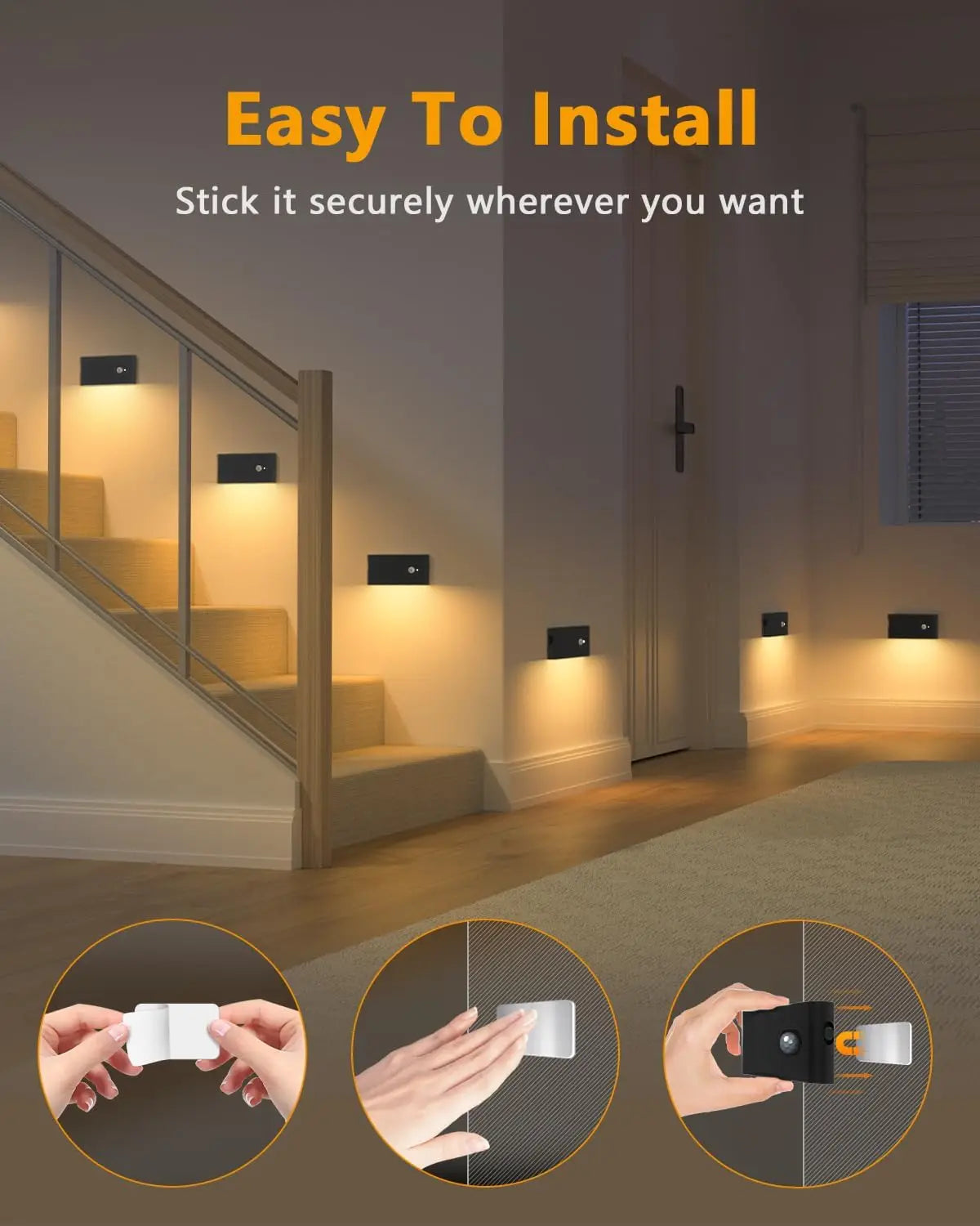 Willed Motion Sensor Led Stair Lights Wireless Battery Night Lights