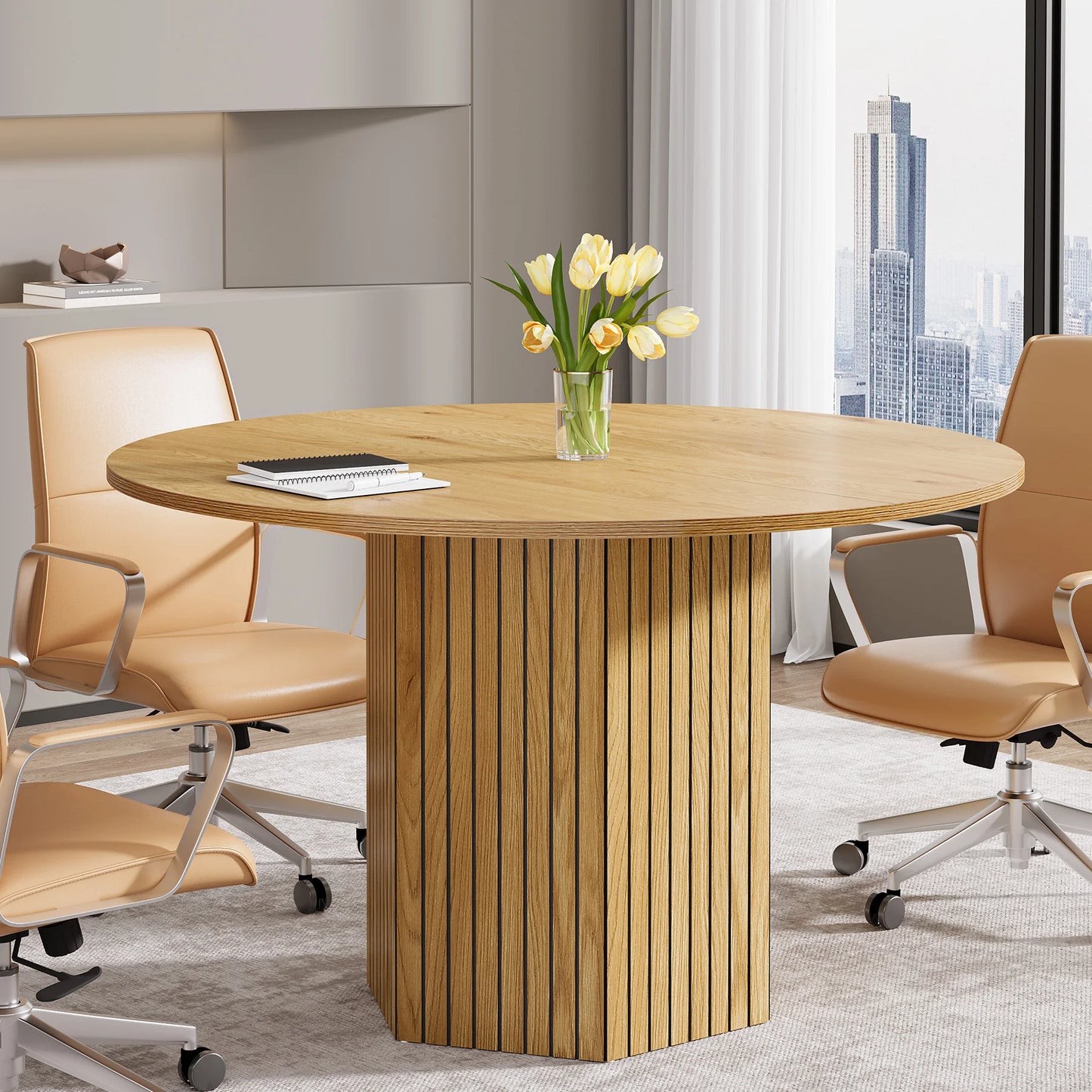 Tribesigns Round Conference Table For 4 To 6 People Office