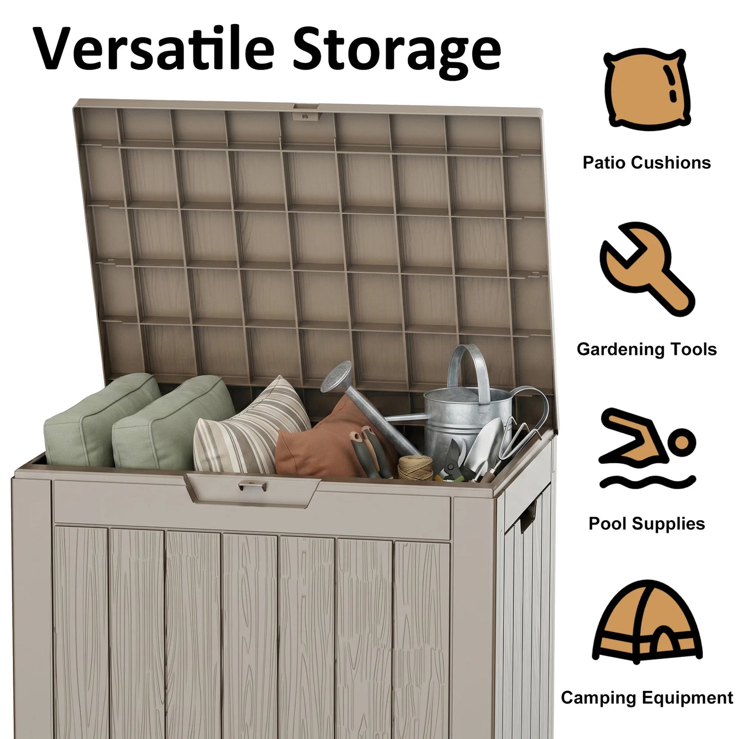 Resin Outdoor Deck Box Waterproof UV Protected Lockable Patio Storage