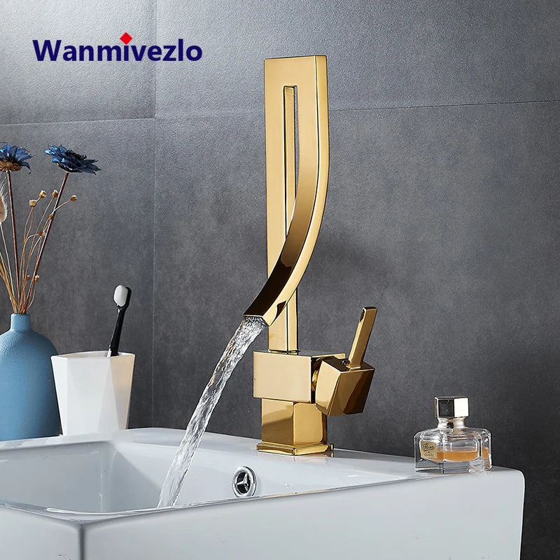 Wanmivezlo Bathroom Basin Faucet Deck Mounted Single Handle Waterfall Mixer