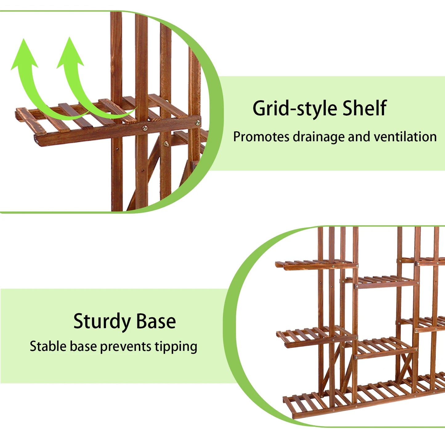 Wisfor Wooden Plant Shelf Multi-Tier Indoor Outdoor Plant Display Stand
