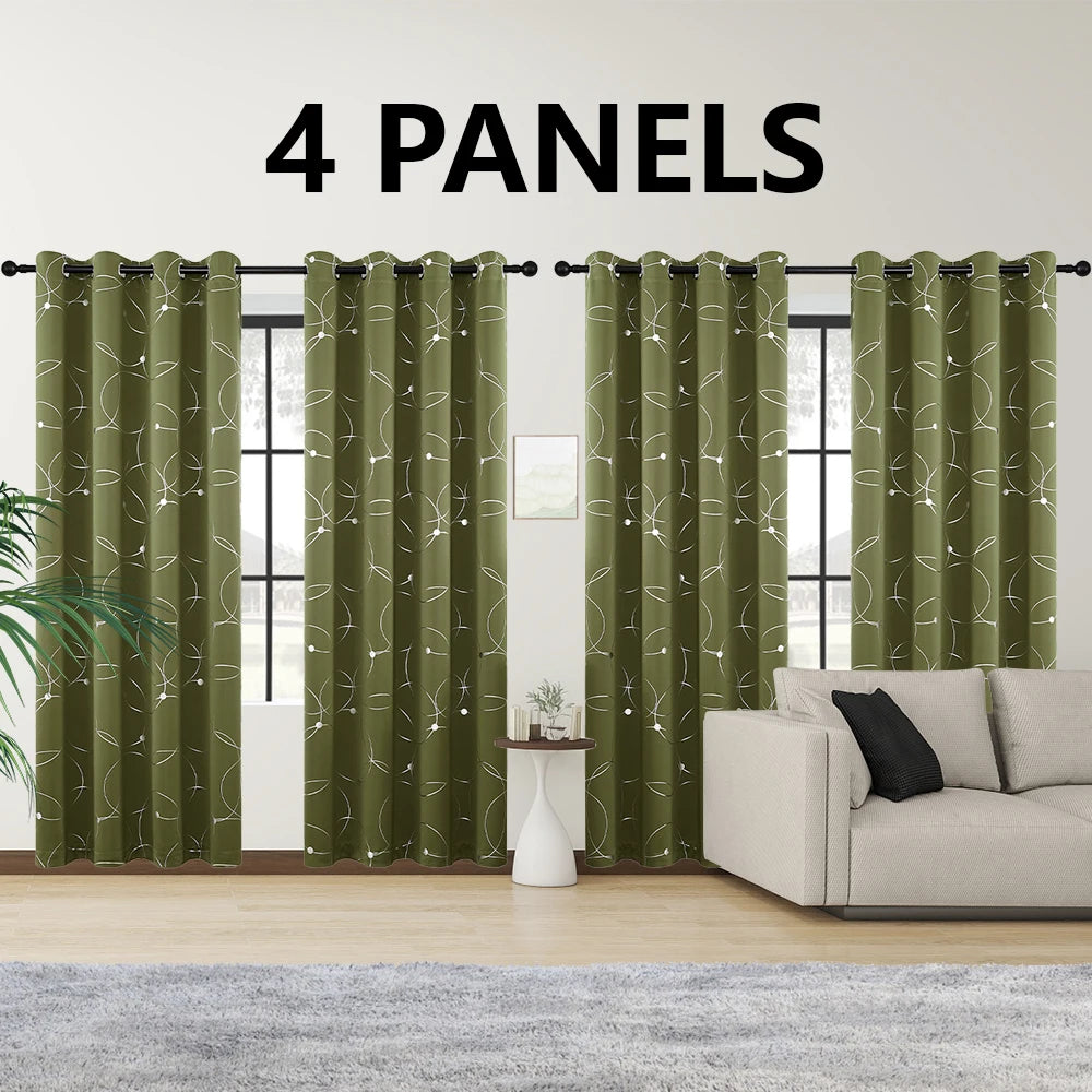 4-Pack Blackout Curtain Panels With Foil Circle Dot Print