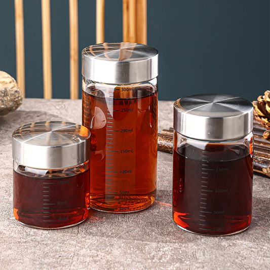 Sealed Borosilicate Glass Storage Jars With Lid And Pour Spout
