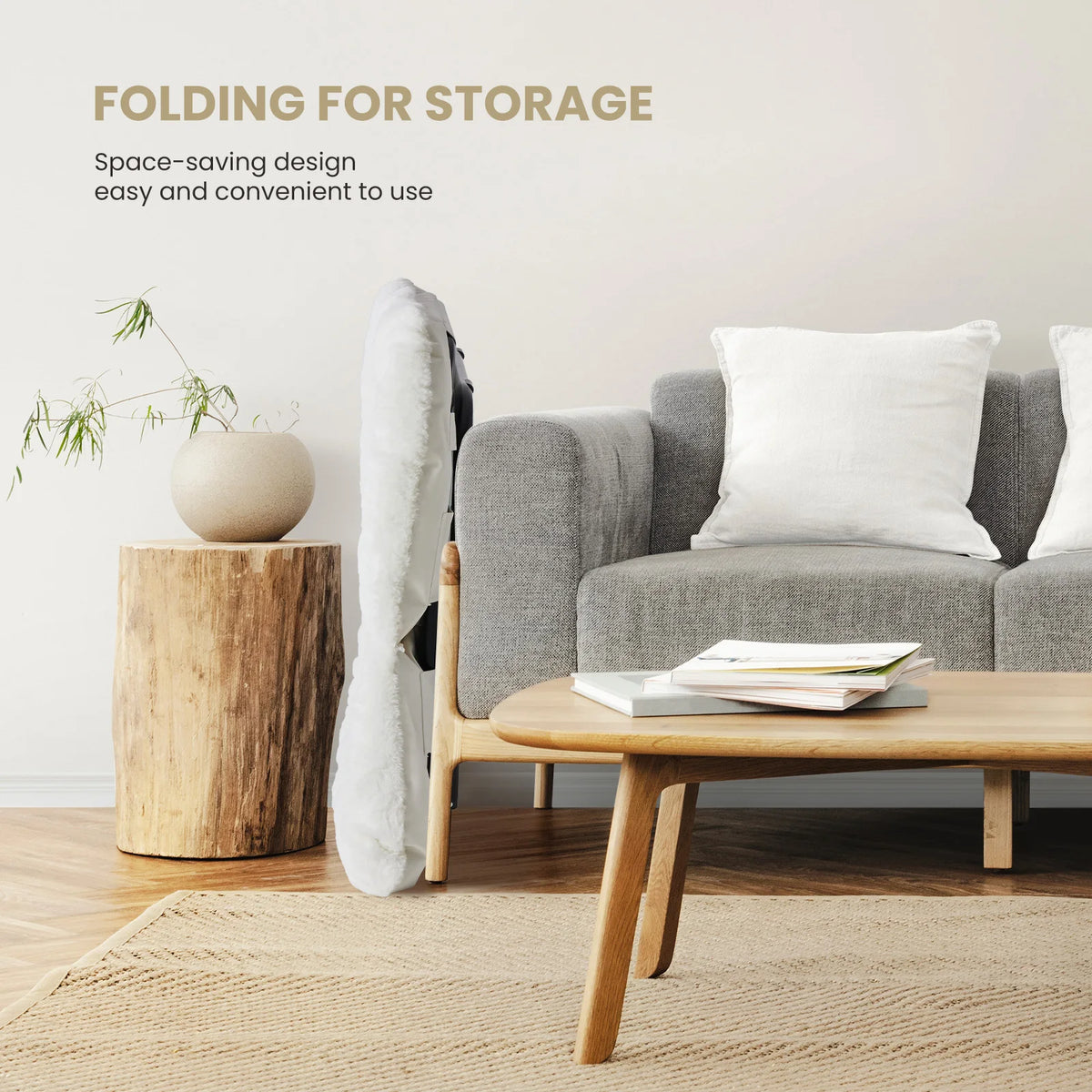 JHK Foldable Swivel Saucer Chair With Padded Fabric Seat