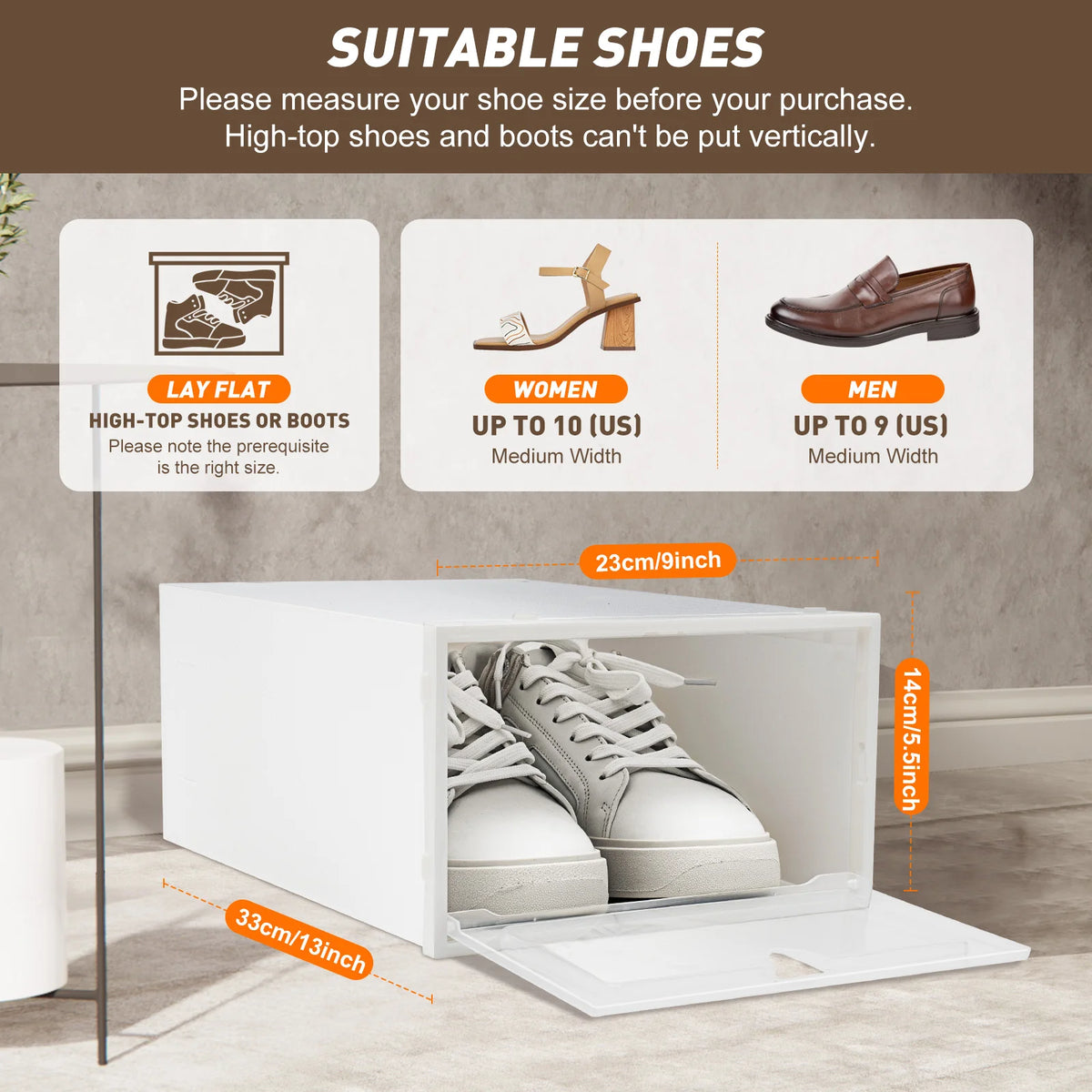 Bymaocar Stackable Shoe Storage Boxes With Side Flap Design
