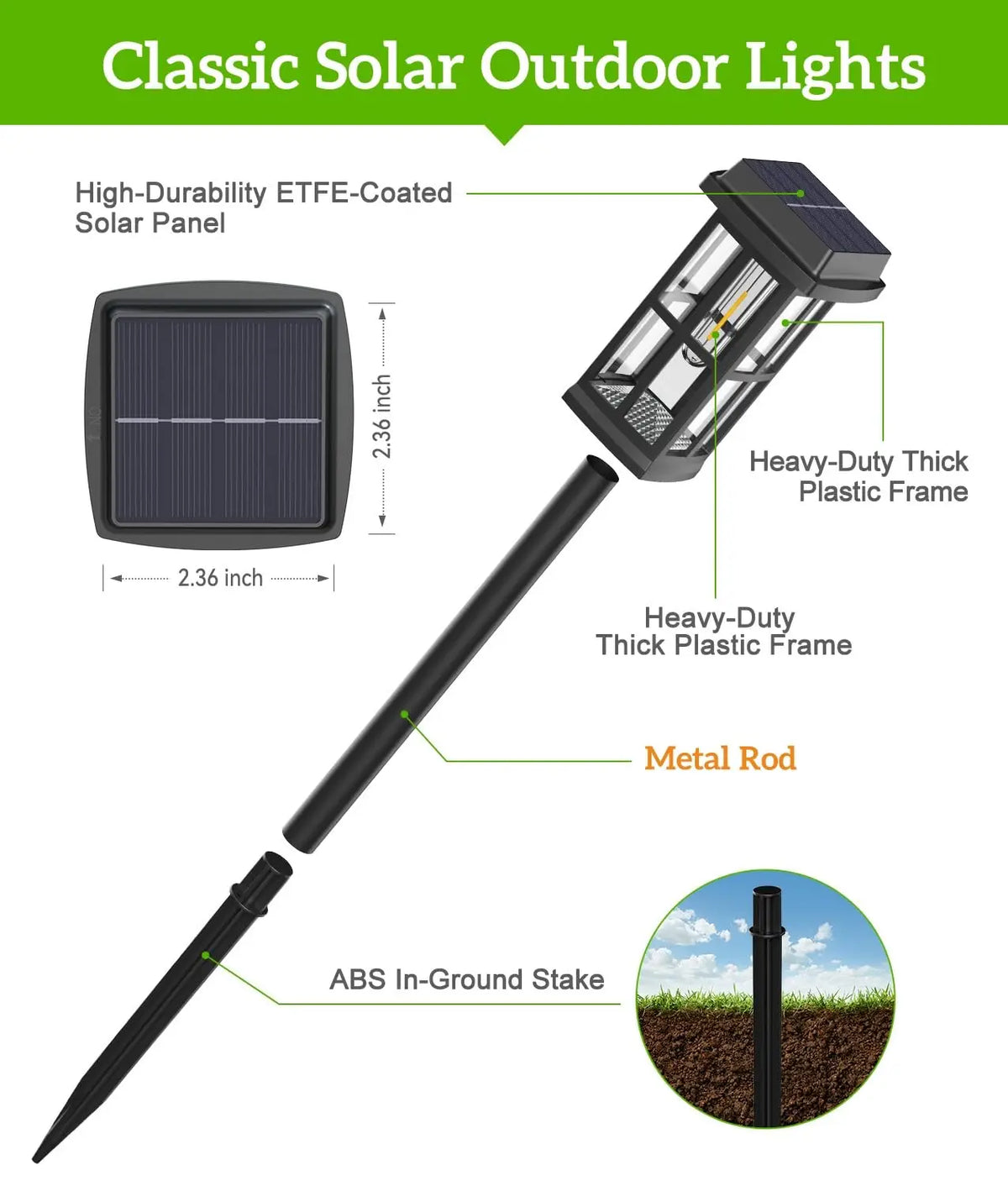 Solar LED Outdoor Pathway Lights Waterproof Landscape Garden Lamps