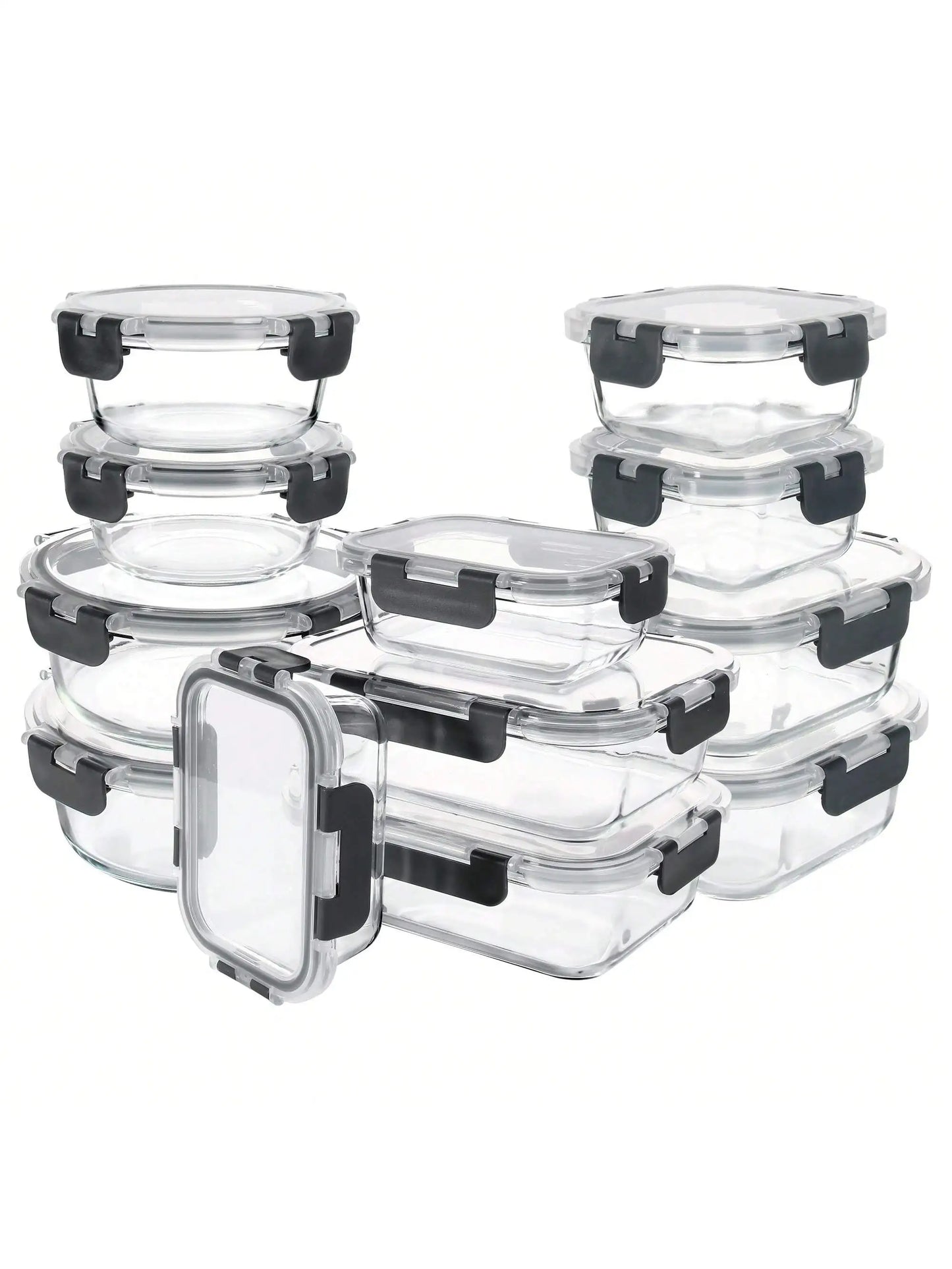 Airtight Glass Food Storage Containers 24-Piece Leak-Proof Set With Lids