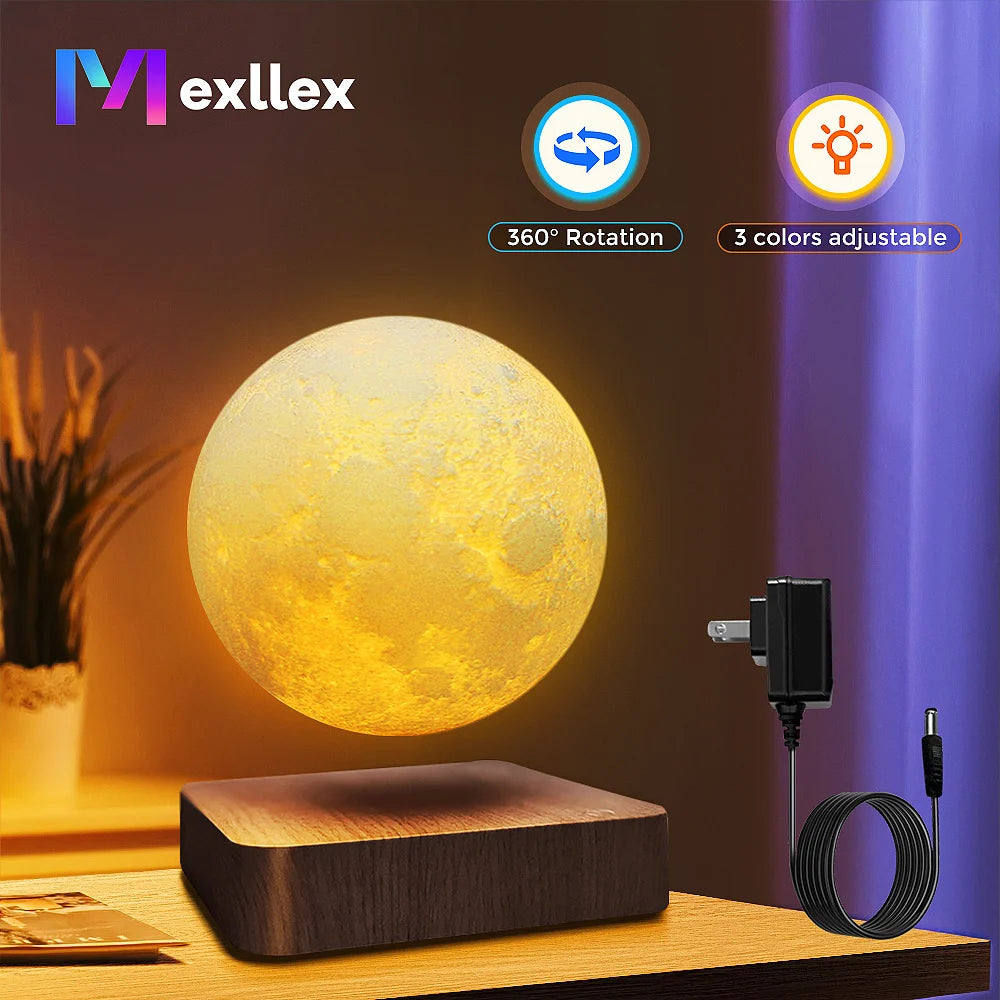 Mexllex Levitating Moon Magnetic Night Light 3D LED Lamp