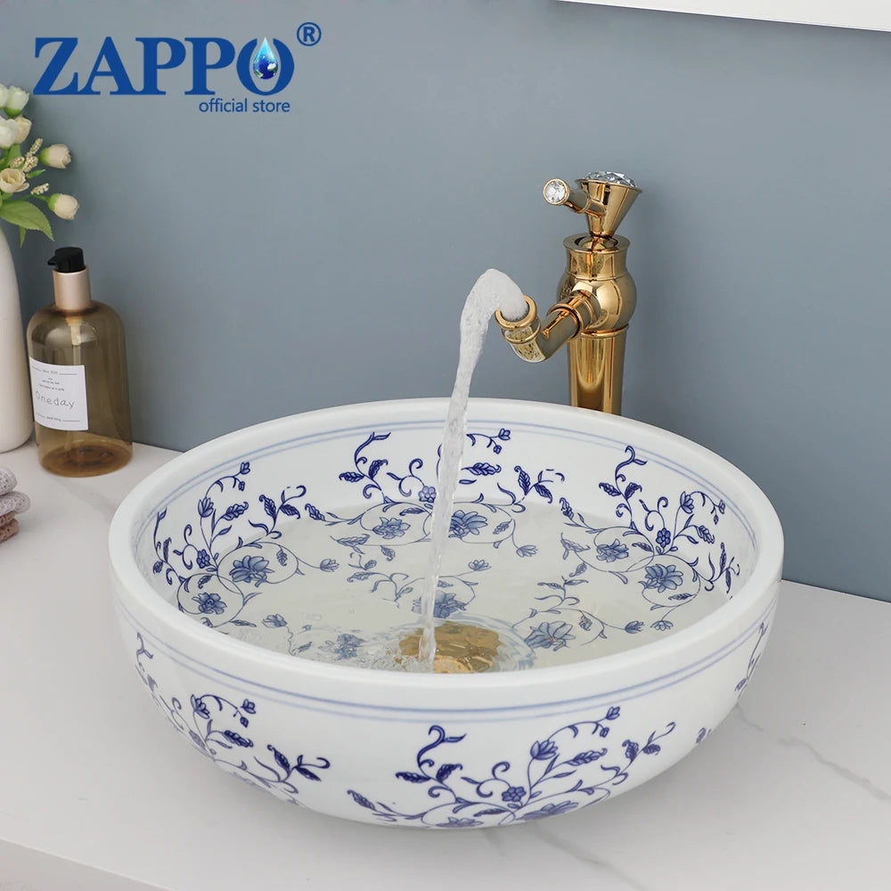 Mekkhala Ceramic Round Vessel Wash Basin With Faucet Combo