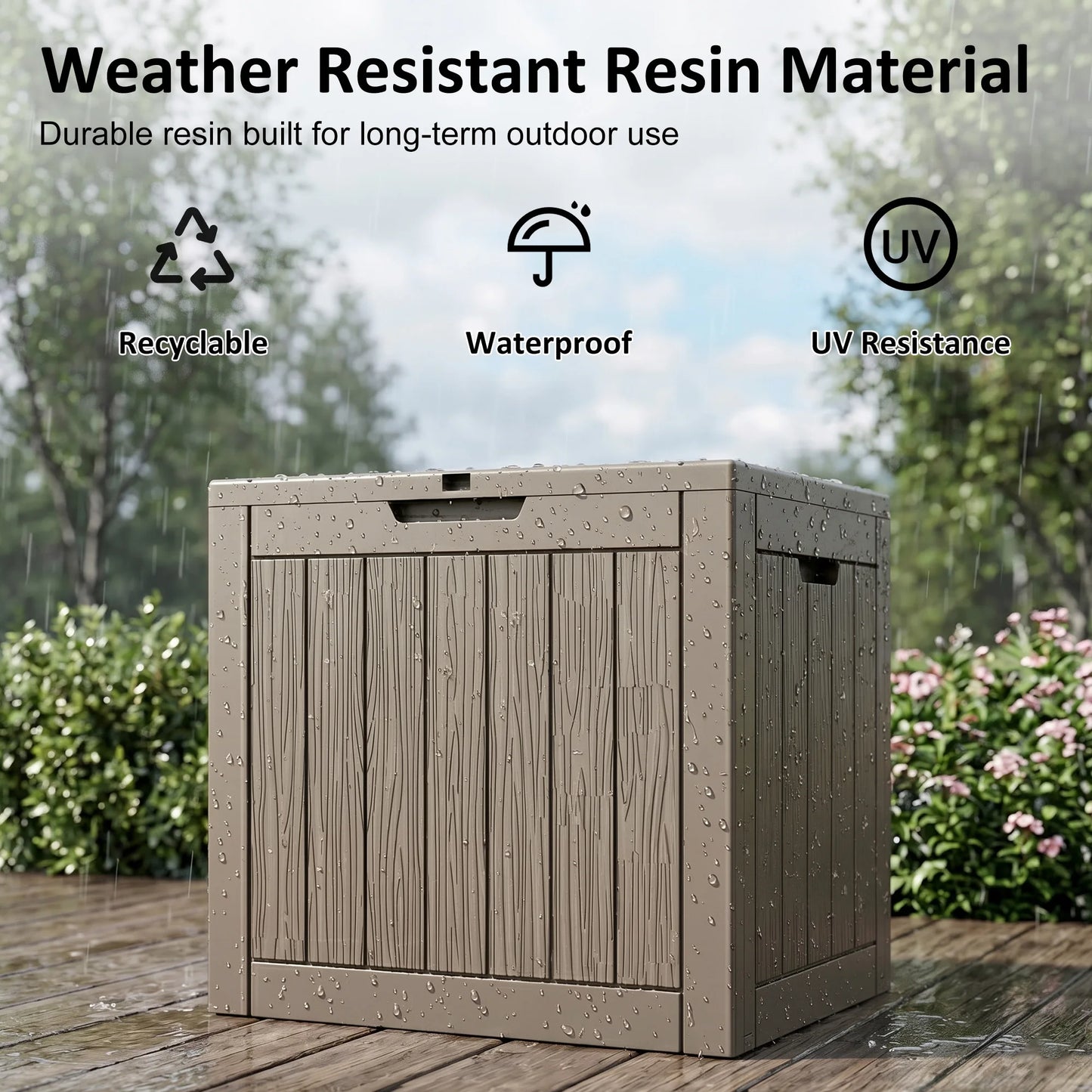 Resin Outdoor Deck Box Waterproof UV Protected Lockable Patio Storage