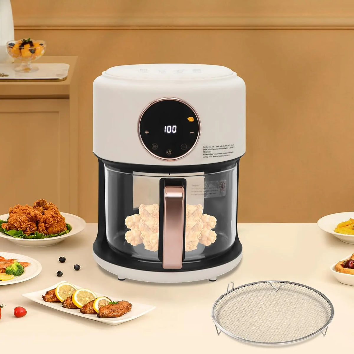 Compact Glass Air Fryer With Eight Smart Cooking Presets