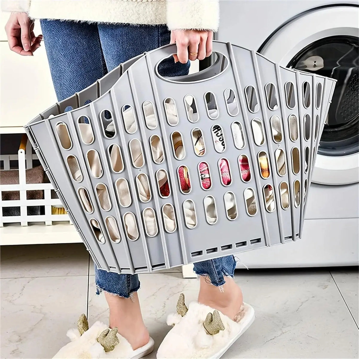 Foldable Portable Laundry Basket For Household Storage
