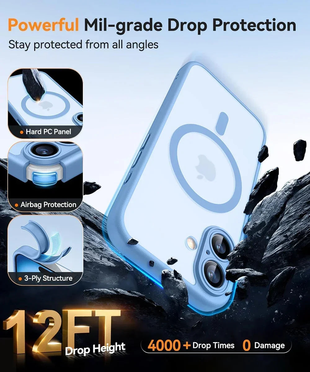KESUFEIDA Magnetic Matte Shockproof Phone Case For iPhone MagSafe